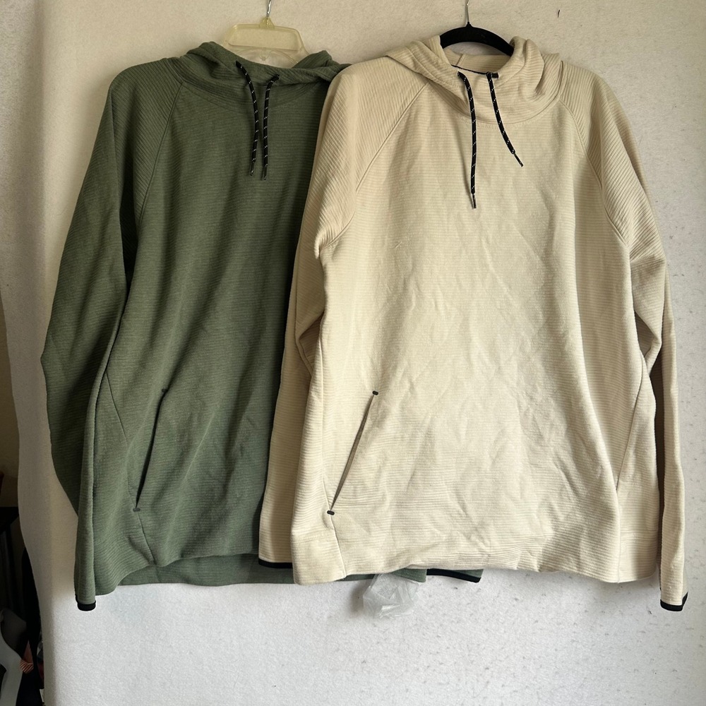 Old Navy Active Dynamic Fleece Hoodie 2 Pack Green Beige XXL Ribbed‎ Pullover